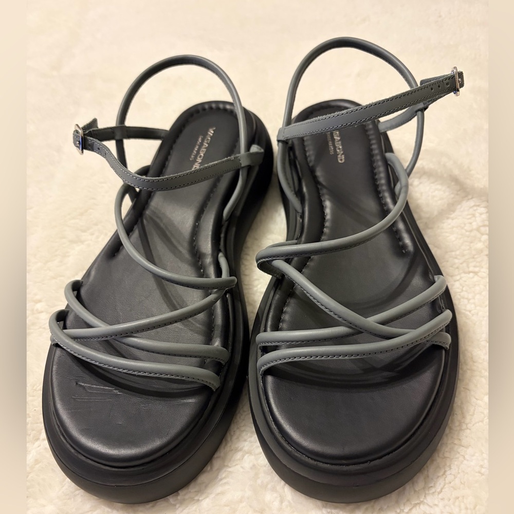 Vagabond Gray Strappy Platform Sandals